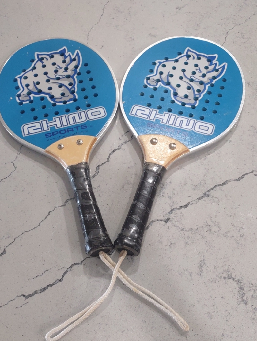 RHINO SPORTS Courts Blue Wooden Sport Paddles - Pair (2) Never Used